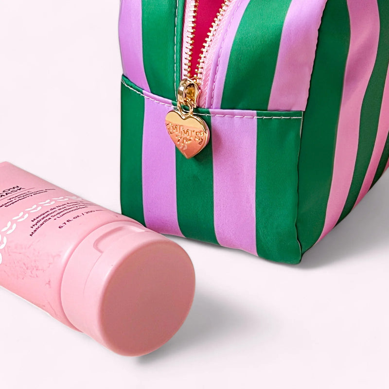 Romy Kosmetiktasche L Stripes Violet Smaragd