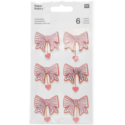 3D Sticker Schleifen / Herzen, Peach FSC MIX