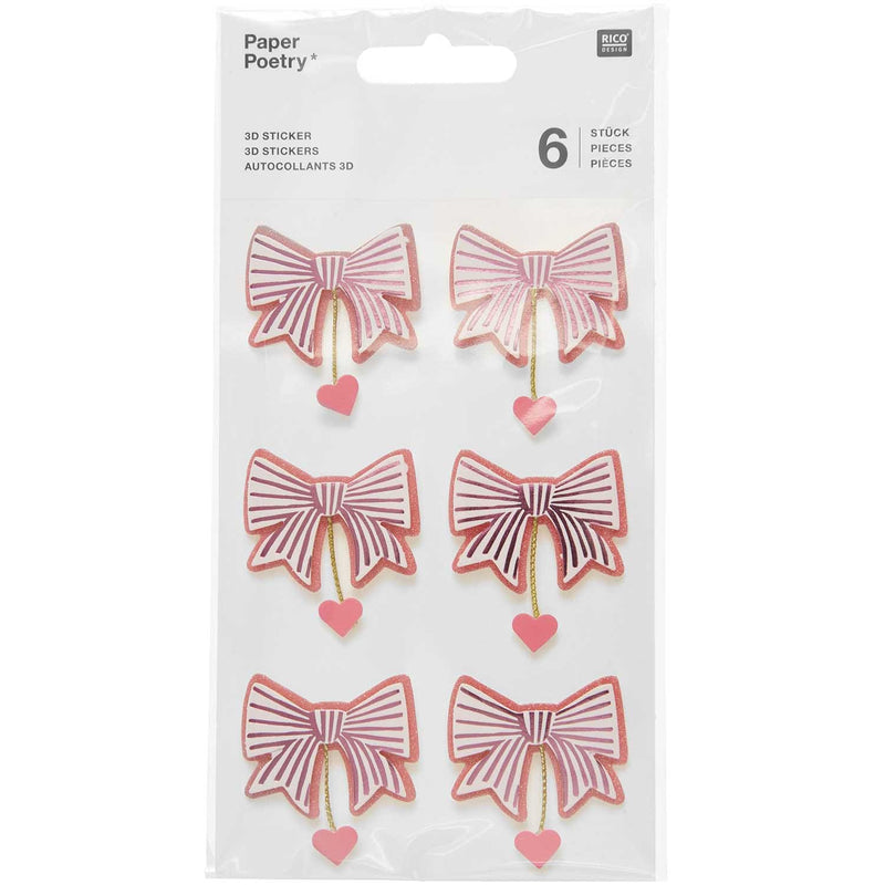 3D Sticker Schleifen / Herzen, Peach FSC MIX