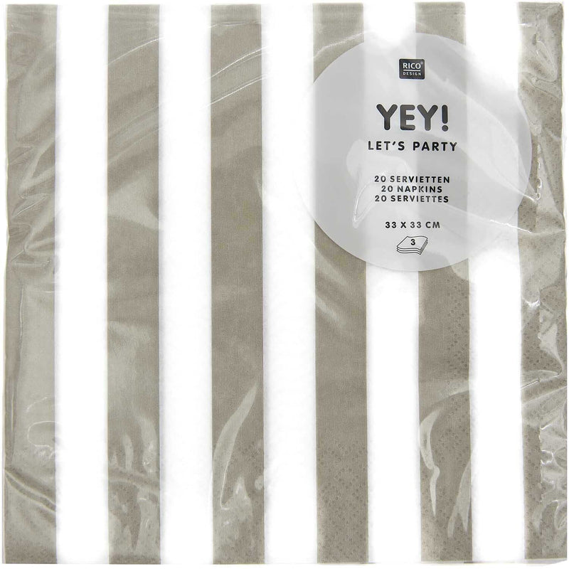 Servietten, beige/weiß gestreift, FSC MIX, 20 Stk, 33 x 33 cm