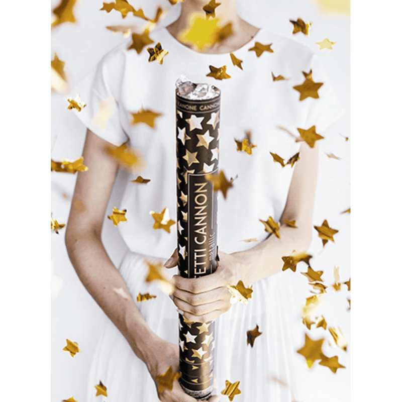 Konfettikanone XL - 60cm - Metallic - Stars - Gold