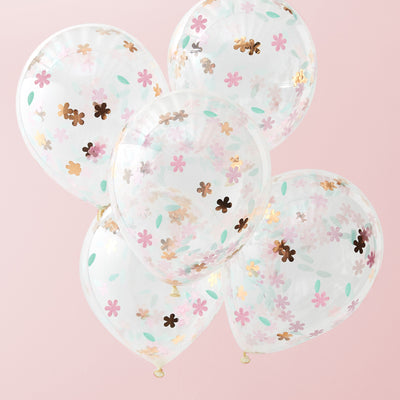 Roségoldene Blumen-Konfetti-Luftballons | Boutique Ballooons