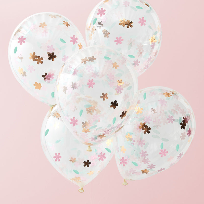Roségoldene Blumen-Konfetti-Luftballons | Boutique Ballooons