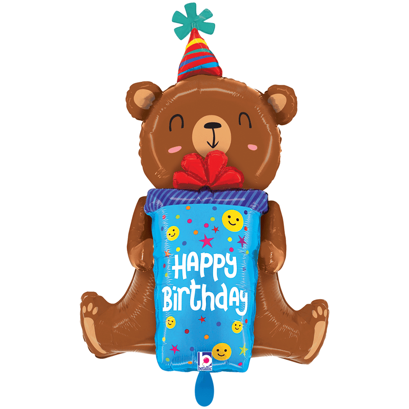 Folienballon Birthday Smiley Gift Bear XXL