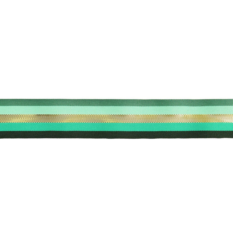 PAPER POETRY WEBBAND MULTI STREIFEN GRÜN/GOLD 25MMX3M