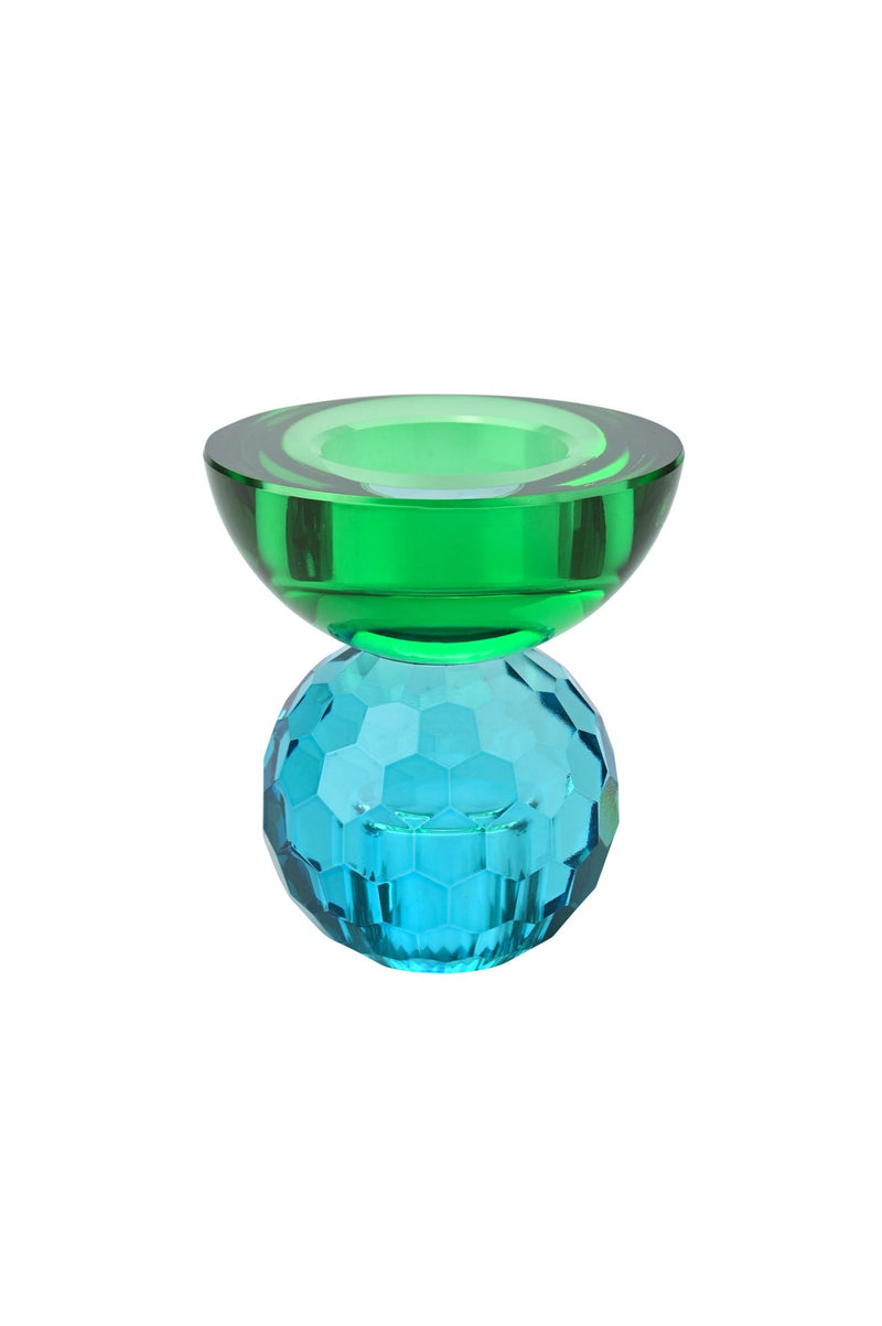 SARI, KRISTALLGLAS, KERZENHALTER/TEELICHTHALTER, KUGEL/CABOCHON, BLAU/GRÜN, GS