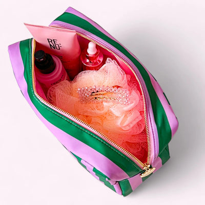 Romy Kosmetiktasche L Stripes Violet Smaragd