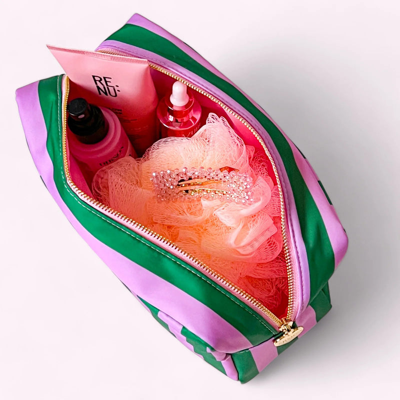 Romy Kosmetiktasche L Stripes Violet Smaragd