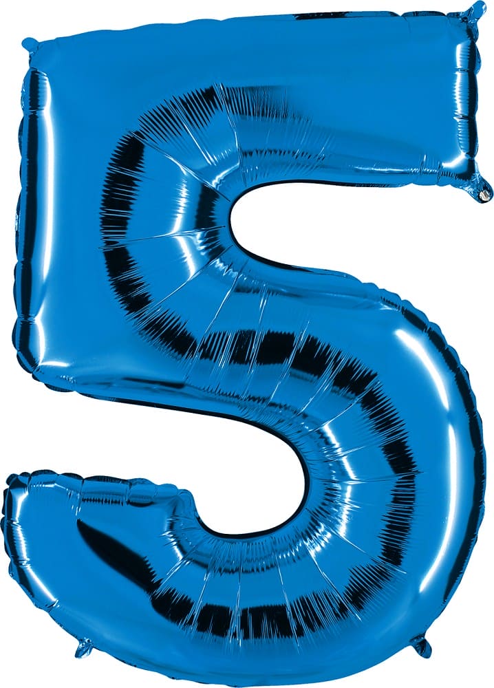 Zahlenballon 5 XXL  - Blau