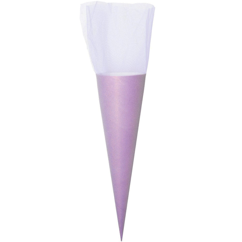 Schultüte mit Tüllverschluss, 70cm, Glitter-Violett, FSC Recycled