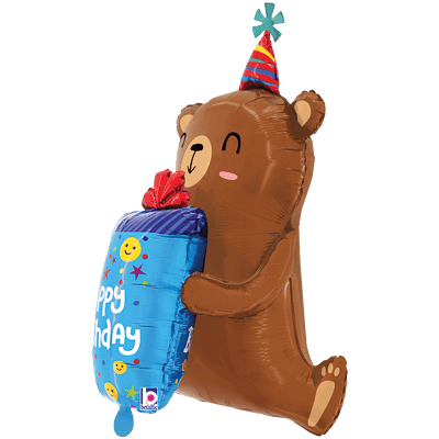 Folienballon Birthday Smiley Gift Bear XXL