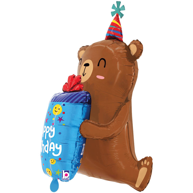 Folienballon Birthday Smiley Gift Bear XXL
