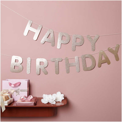 Girlande Happy Birthday, Glitter, Gold FSC MIX