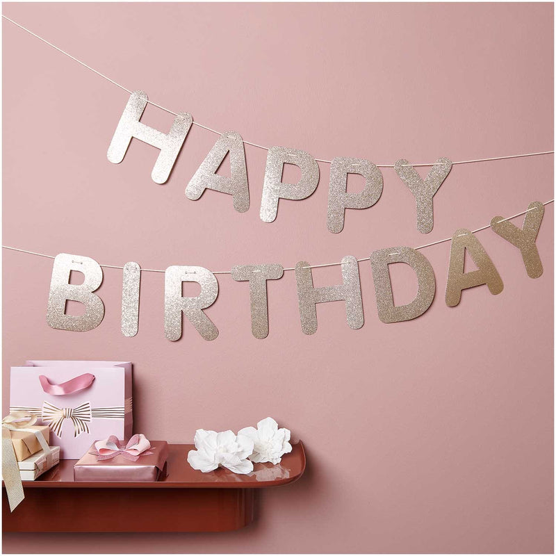 Girlande Happy Birthday, Glitter, Gold FSC MIX