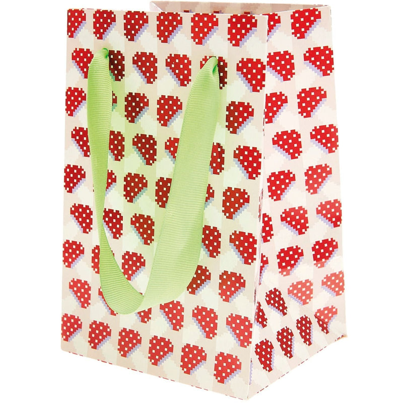 GESCHENKTÜTE FLIEGENPILZ PIXEL CREME 12X18X10CM
