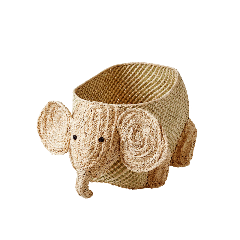 Groß Elefant Raffia Aufbewahrungskorb - Natürlich