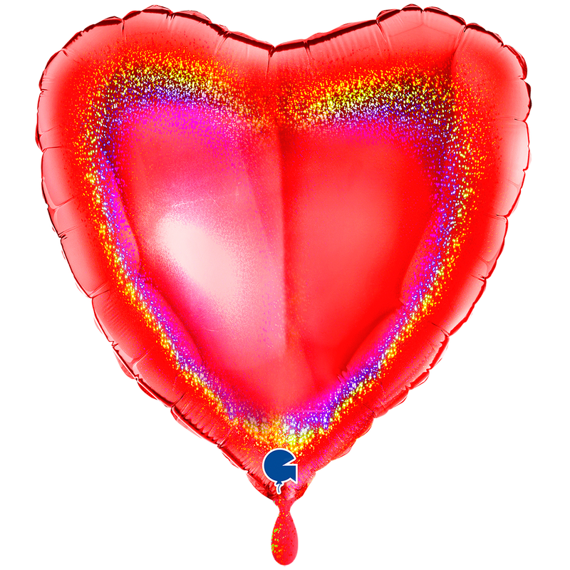 Herzballon XXL Glitzer Holographisch Rot
