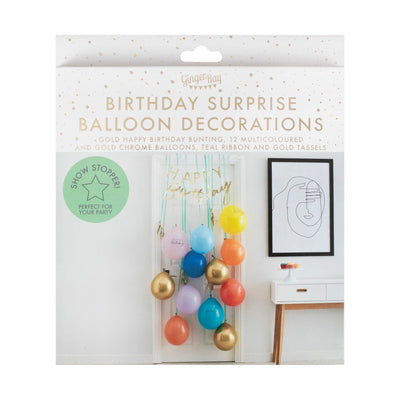 Rainbow and Gold Happy Birthday Balloon Door Kit | Boutique Ballooons