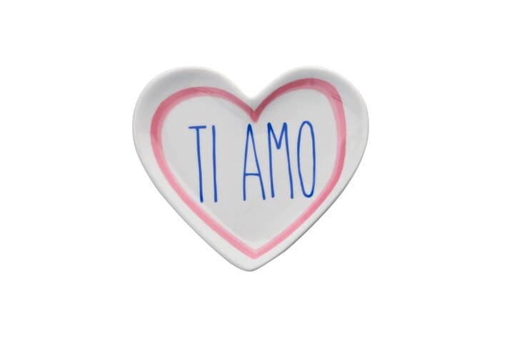 LOVE PLATES, DEKO-TELLER, PORZELLAN, MOTIV: TI AMO, HERZ, FLACH, WEISS
