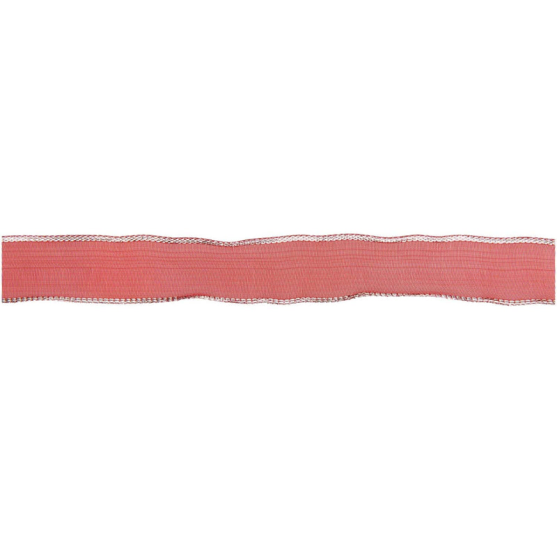 Organzaband mit Drahtkante, Rot/Silber, 19 mm x 3 m