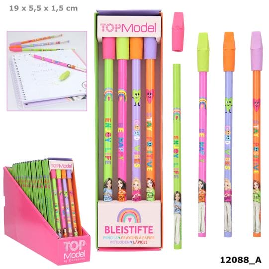 TOPModel Bleistift-Set mit Radier-Topper SELFLOVE