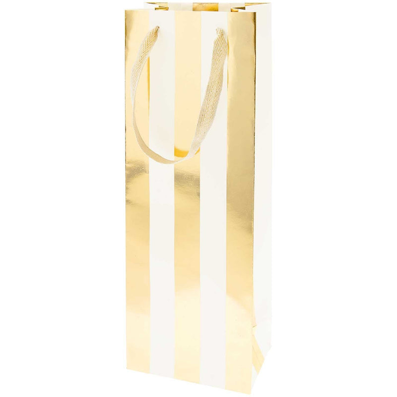 FLASCHENTÜTE MIT STREIFEN CREME/GOLD 12X36,6X8CM, 230G/M²