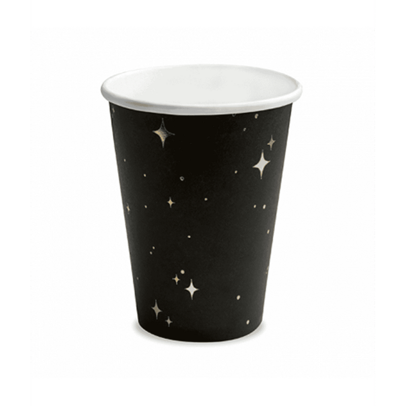 6 Pappbecher Trend - 260ml - Stars Black