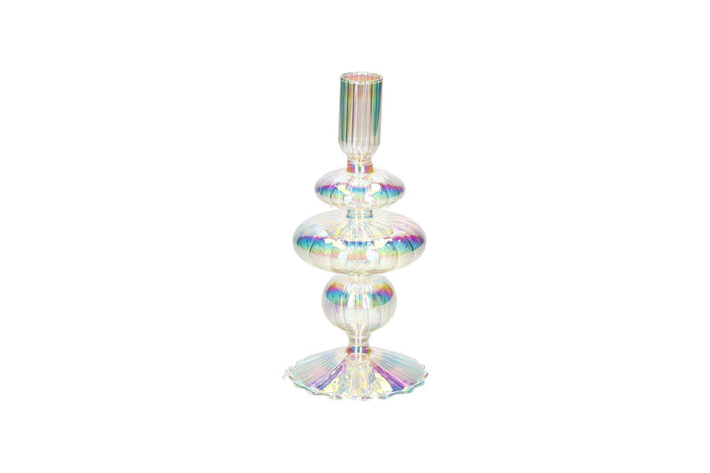VOILE, KERZENHALTER, H20CM, BOROSILIKATGLAS, IRISIEREND, TRANSPARENT, GS