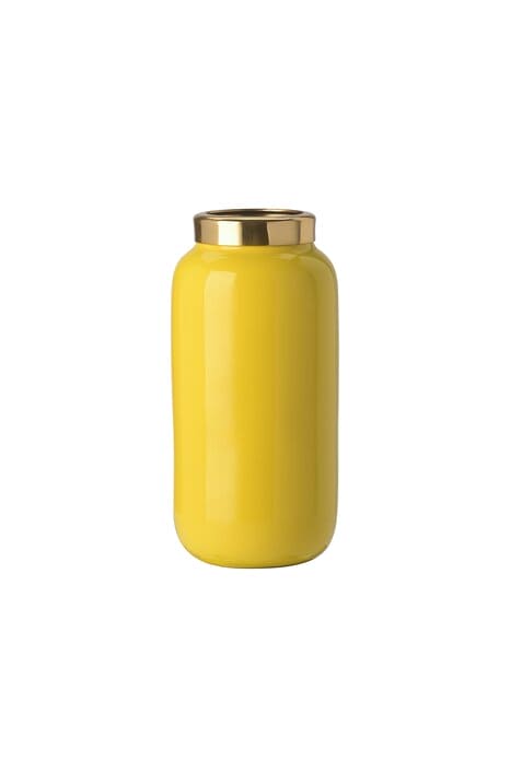 SAIGON, MINIVASE MIT METALLRING (H9,5CM), GELB/GOLD