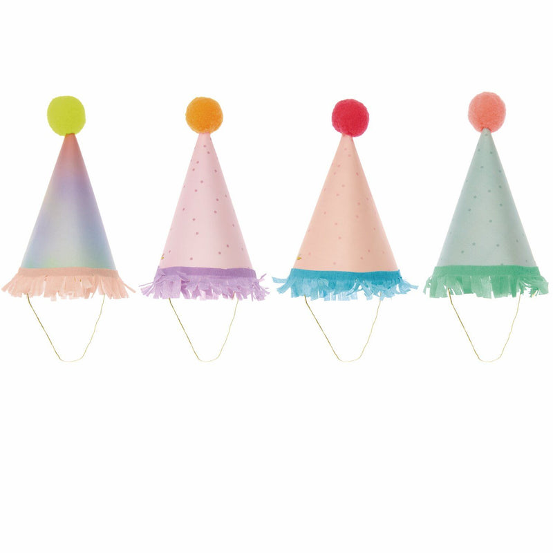 Mini-Partyhüte Futschikato, FSC MIX, 8 Stk, 14 cm x Ø 8 cm, 210 g/m², inkl. 30 cm Elasticband