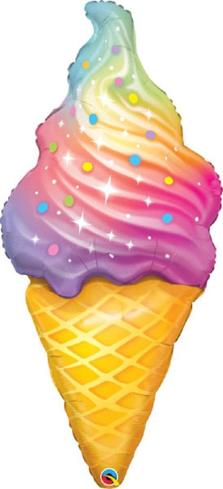 Ballon Eiswaffel Regenbogen XXL