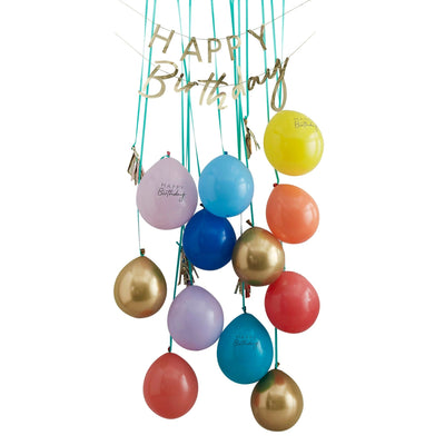 Rainbow and Gold Happy Birthday Balloon Door Kit | Boutique Ballooons