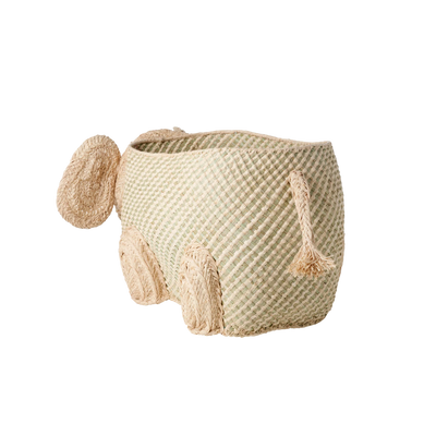 Groß Elefant Raffia Aufbewahrungskorb - Natürlich