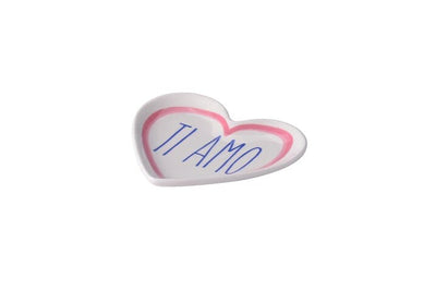 LOVE PLATES, DEKO-TELLER, PORZELLAN, MOTIV: TI AMO, HERZ, FLACH, WEISS