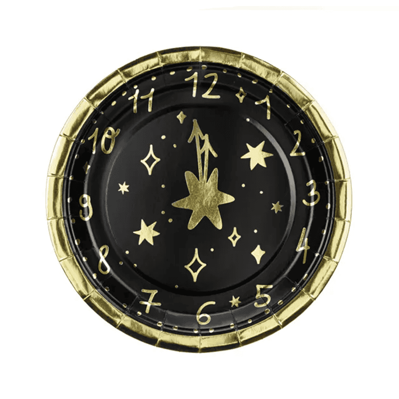 6 Pappteller - HNY Clock