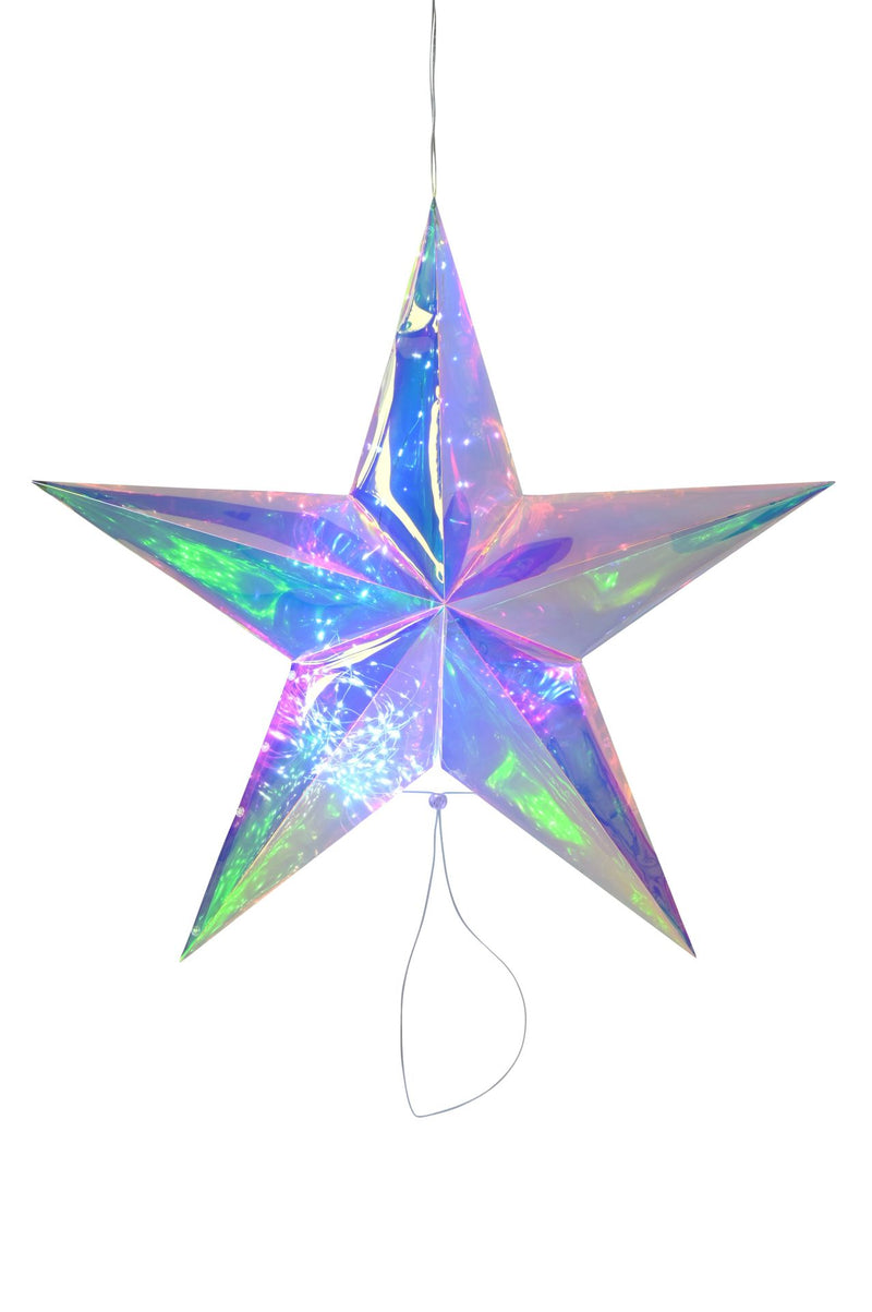 Glow, Stern 3D mit LED, L, irisierend