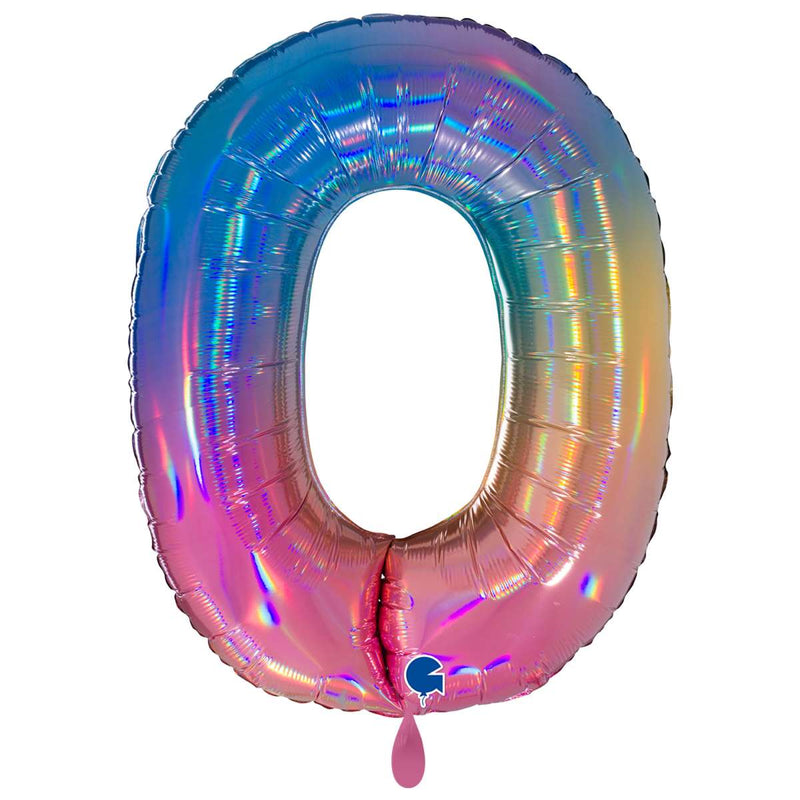 Zahlenballon 0 XXL  - Regenbogen