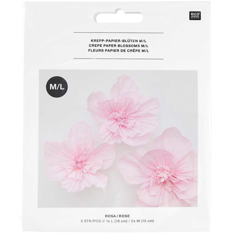 Krepppapier Blüten, Rosa, L/M, FSC MIX