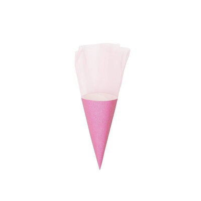 Schultüte mit Tüllverschluss, 20 cm, Glitter-Pink, FSC Recycled