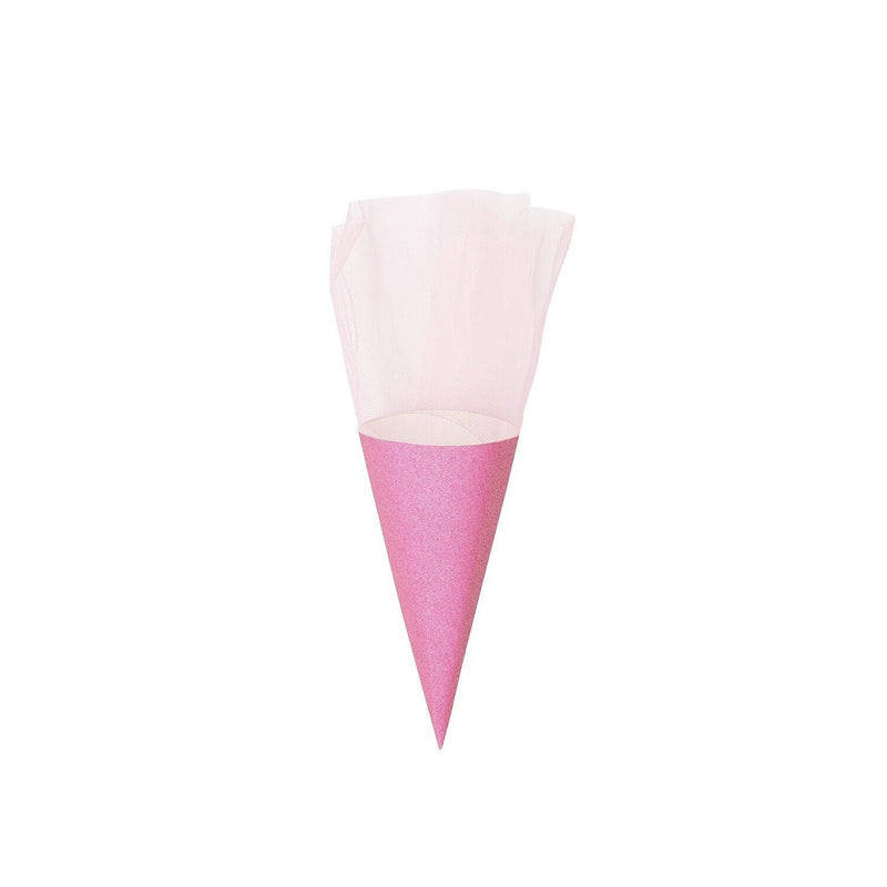 Schultüte mit Tüllverschluss, 20 cm, Glitter-Pink, FSC Recycled