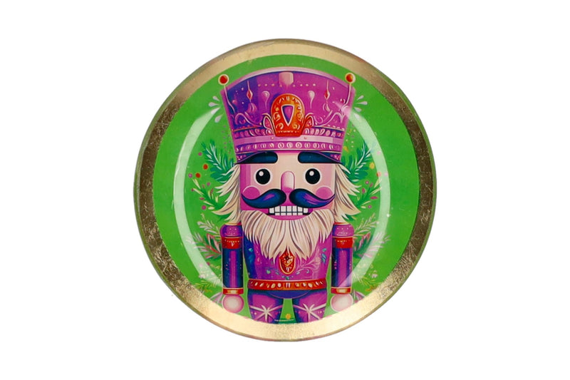 Love Plates, Glasteller S, Motiv: Nussknacker, rund, grün/lila