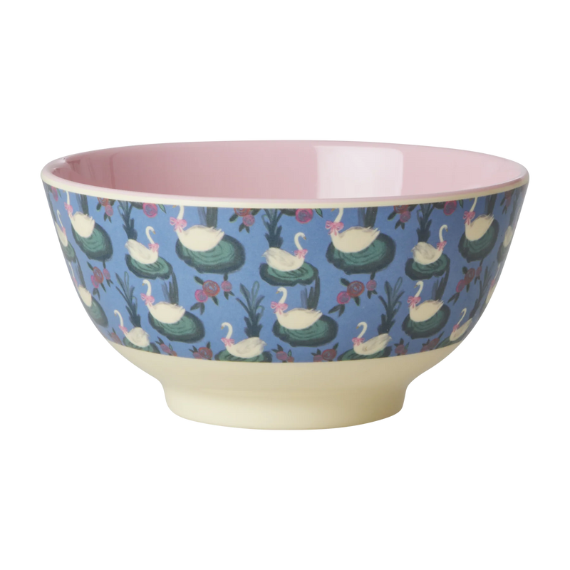 Mittelgroße Schüssel - Blau - Swan Lake Print