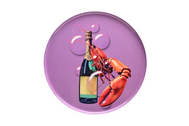 LOVE TRAYS, DEKOTABLETT, M, MOTIV: CHAMPAGNER UND HUMMER, VIOLETT