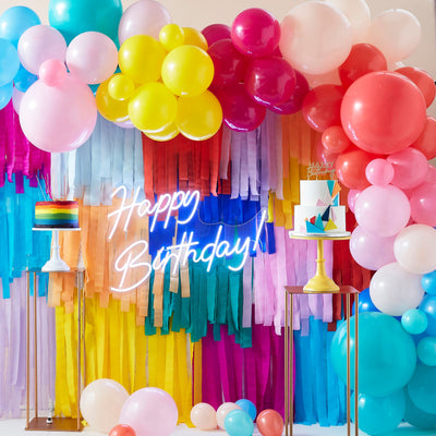 Rainbow and Gold Happy Birthday Balloon Door Kit | Boutique Ballooons