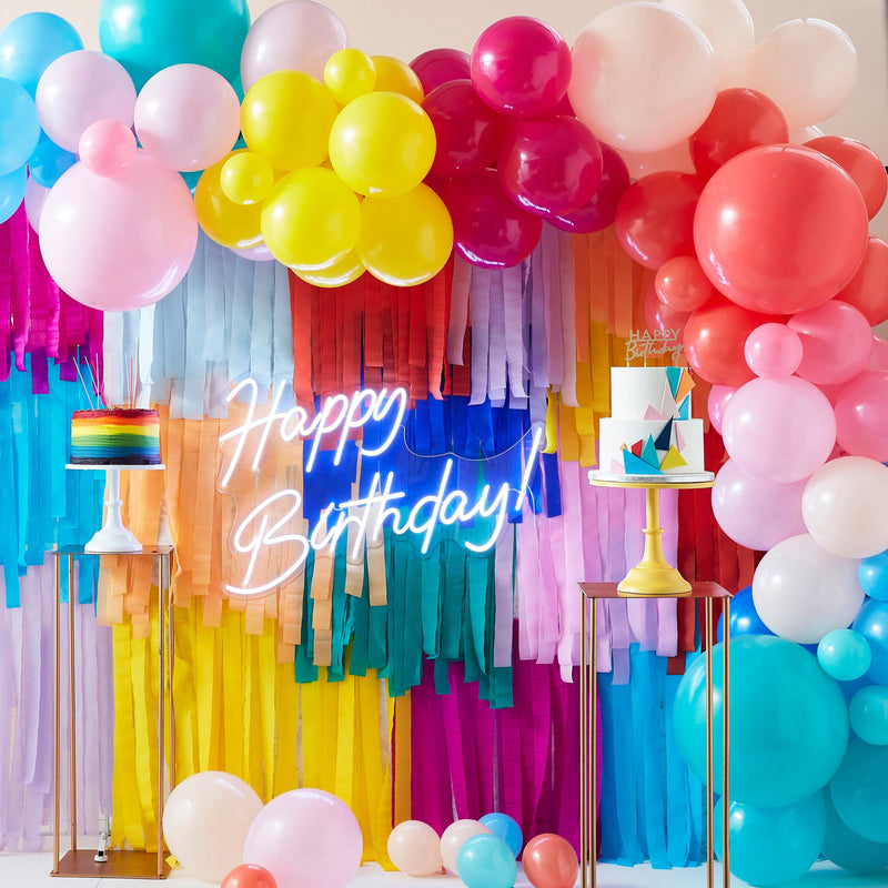Rainbow and Gold Happy Birthday Balloon Door Kit | Boutique Ballooons