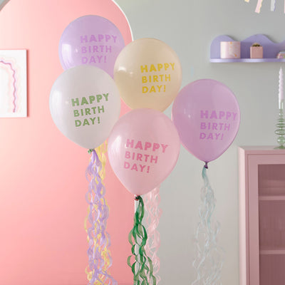 Pastellfarbenes Happy Birthday Ballon-Set | Boutique Ballooons