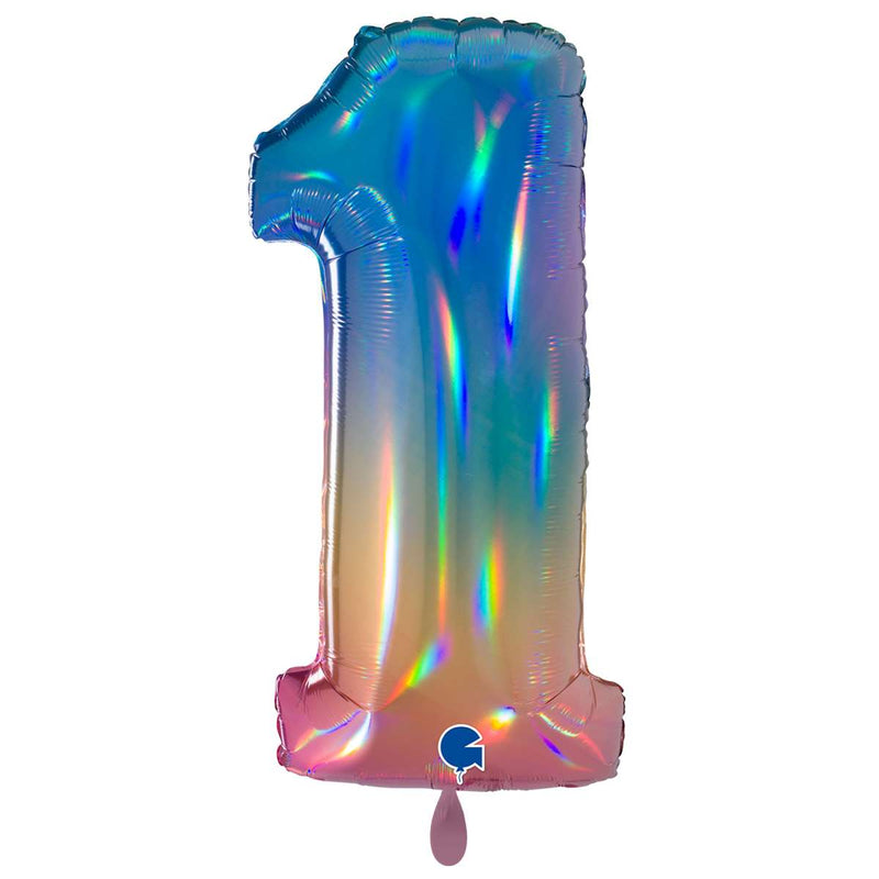 Zahlenballon 1 XXL  - Regenbogen