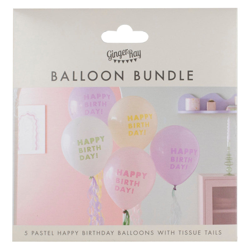 Pastellfarbenes Happy Birthday Ballon-Set | Boutique Ballooons