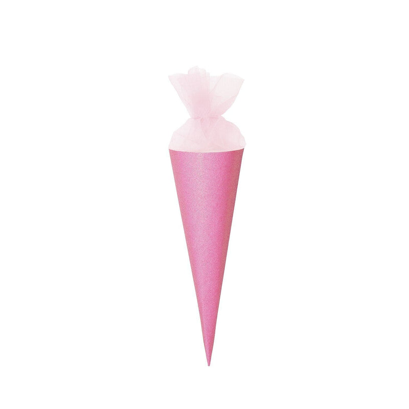 Schultüte mit Tüllverschluss, 35 cm, Glitter-Pink, FSC Recycled