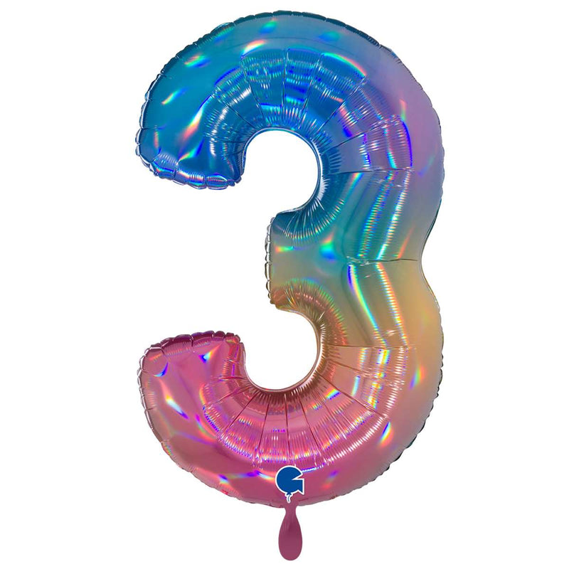 Zahlenballon 3 XXL  - Regenbogen